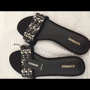 BRAND NEW EXPRESS rhinestone sandals black
